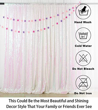 ShinyBeauty Sequin Backdrop 5FTx7FT Iridescent White - Photo Booth, Wedding, Baby Shower, Grad Party, Birthday - color: Iridescent, size: 5FTx7FT