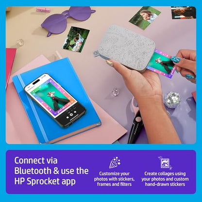 HP Sprocket Portable Photo Printer (2nd Edition) – Instantly print 2x3" sticky-backed photos from your phone – [Luna Pearl] [1AS85A] - color: Luna Pearl, style: Printer