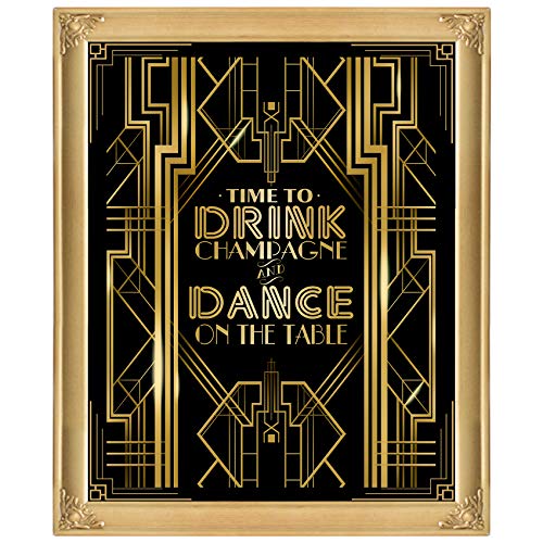 Roaring 20s Gatsby Time to Drink Champagne & Dance on The Table Party Poster Photo Booth Props Sign 16x12inch A3 - color: Dance on the Table