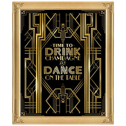 Roaring 20s Gatsby Time to Drink Champagne & Dance on The Table Party Poster Photo Booth Props Sign 16x12inch A3 - color: Dance on the Table