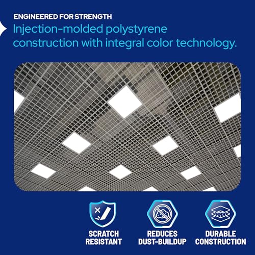 KASTLITE Egg Crate Panel 1-Pack in White | Polystyrene | 23 5/8” x 23 5/8" with 1/2" x 1/2" x 3/8" Cell Size | Manufactured by American Louver | Ceiling Light Covers, HVAC Grilles, Aquarium Eggcrates - color: White