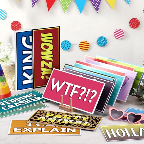 AceOrbit 64 Designs Funny Photo Booth Prop for All Occasion Double Sided 11x5.5'' Photobooth Props Sign Decor DIY Waterproof Selfie Sign for Wedding Graduate Birthday Party Supplies(Classic Style) - style: Classic Style