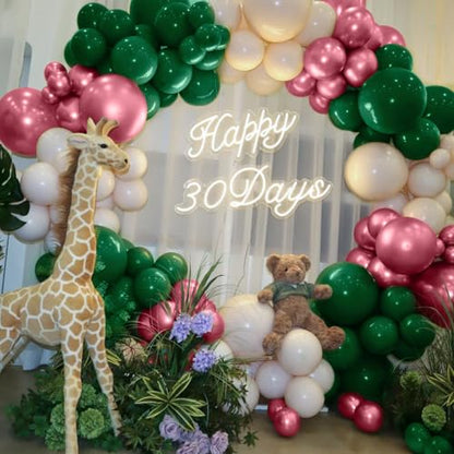 MEBAY Dusty Rose Balloon Arch Kit, 142 Pcs Retro Pink Nude Dark Green Latex Balloons Different Sizes 18 12 10 5 Inch for Birthday, Baby Shower, Wedding - color: 142-dusty Rose