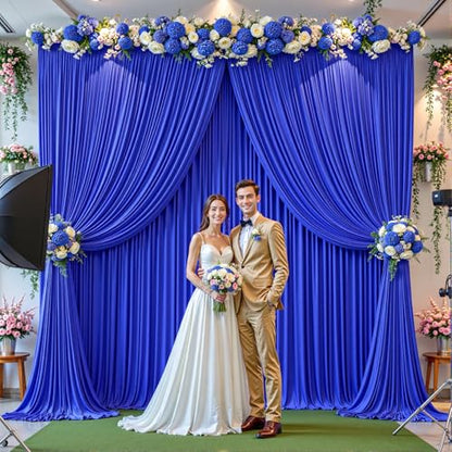 8ftx10ft Wrinkle Free Royal Blue Backdrop Curtain - 10 Feet Photography Backdrop Drapes, Silky Polyester Back Drop Cloth for Wedding Baby Shower Balloon Arch Background - color: Royal Blue, size: 8FTx10FT (W4'xH10', 2 Panels)