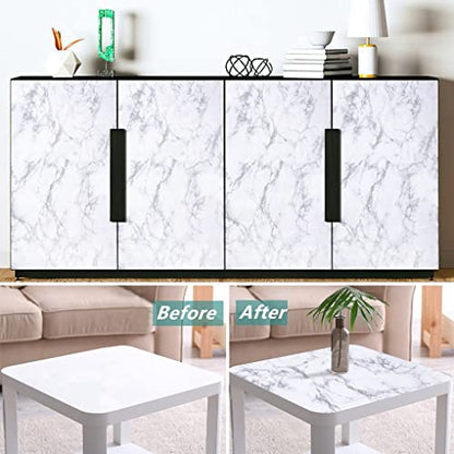Arthome White Marble Contact Paper - Peel and Stick Wallpaper - Self-Adhesive & Removable Wall Paper for Furniture Desk, Kitchen Countertop, Cabinet, Shelf Liner, Wallcovering, (17"x393") - color: White Marble, size: 17" x 393"