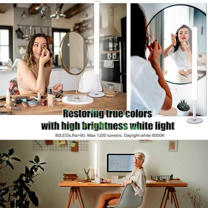LED Vanity Lights for Mirror, Ultra bright/RA90/6000K/Remote Dimming Makeup Lights, Height Adjustable 12V/18W Fill Light for Mirror, for Make up, Photography, Video Recording Conference Lighting