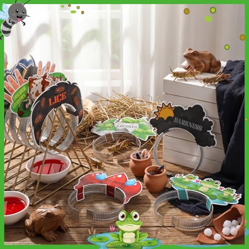 Blosssound 10 Pcs Passover Headbands Ten Plagues Party Favor Gift Passover Paper Head Bopper Cartoon Animal Pesach Headwear Seder Dress up Party Costume Accessories Photo Prop Decoration Supplies - style: Passover