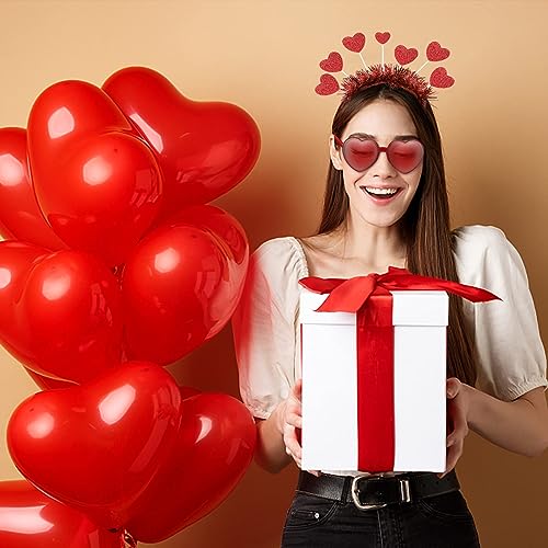 Heart Headband and Heart Sunglasses for Valentine, Wedding, Birthday, Party - One Size Fits Most - Red