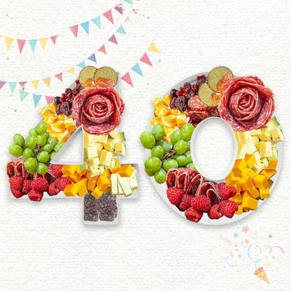 Charcuterie Cardboard Number Fillable Shaped Treat Decorative Box Anniversary Birthday Table Centerpiece (40 Style, 9inch) - size: 9inch, style: 40 Style