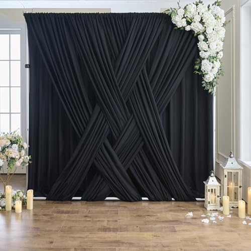 30x10FT Black Backdrop Curtains for Party, 6 Panels 5x10FT Thick Polyester Backdrop Drapes, Wrinkle Resistant Photography Background Drapes for Wedding Birthday Home Decoration - color: Black, size: W5' X H10'(6 Panels)