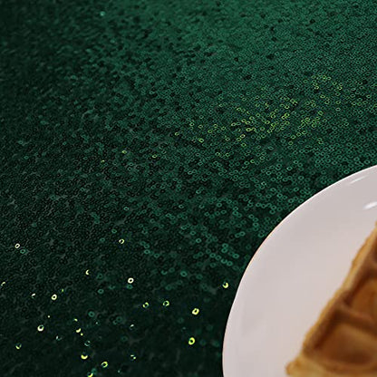nanbowang Sequin Tablecloth - Dark Green Table Cloths for Parties Rectangular Table Cover Overlay Sequin Fabric Table Linens Birthday/Baby Shower/Tea Party Decor - size: 90" x 90" (Square)
