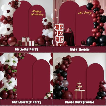 Crimson Arch Backdrop Covers Set of 2(7.2Ft, 6Ft), Spandex Fitted Chiara Arch Stand Covers Backdrops for Wedding Baby Shower Birthday Graduation Photo Booth Props(Only Cover) - color: Crimson, size: 7.2FT/6FT