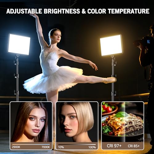 NiceVeedi 2-Pack 25W Photography Lighting, 2900-7000K Dimmable Ring Light with Tripod Stand, 73” Studio Video Light for Video Recording/Photography/Live Streaming/YouTube/TikTok/Makeup/Video Calls