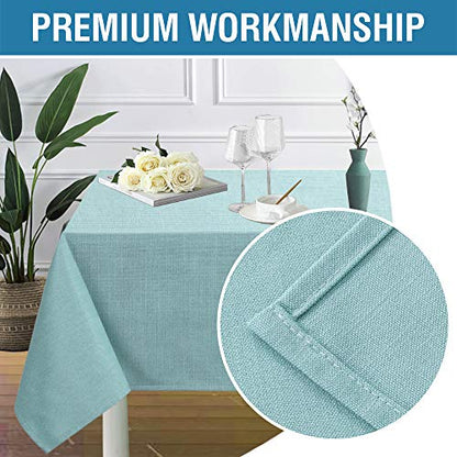 H.VERSAILTEX Linen Textured Table Cloths 54 x 54 Inch Premium Solid Tablecloth Spill-Proof Waterproof Table Cover for Dining Buffet Feature Extra Soft and Thick Fabric Wrinkle Free, Aqua - color: Aqua, size: 54" x 54" (Square)