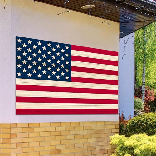 American Flag Backdrop 7x5 FT 4Th of July Independence Day Patriotic Photo Backdrops Rustic Brown Wooden Board Background Large Floor Wall Photo Booth Party Banner Anniversary Supplies - color: Red 2, size: 7x5 FT