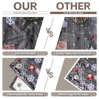 Fabric 7x5ft Christmas Photography Backdrop Winter Rustic Wood Background Xmas Tree Snow Wall Santa Party Decoration Holiday Photo Banner Props - size: 7'x5'