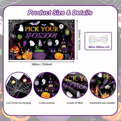 AIBIIN Pick Your Poison Halloween Backdrop Pumpkin Photography Background Decorations Halloween Party Decorations Supplies Photo Studio Props 70.8 x 43.3 inch