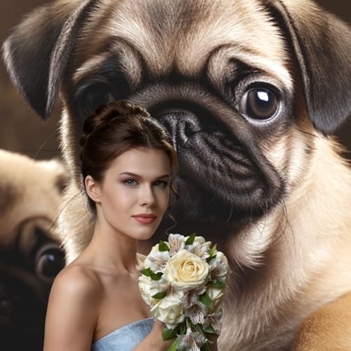 Puppys Pug Backdrop Background for Photography 5x7ft Photobooth Professional Photo Backdrop Curtains Video Photography Studio Photo Backgrounds Banner Booth Background Screen Parties - color: Puppys Pug