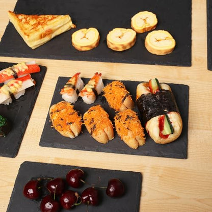 10 Pack 10 x 6 Inch Slate Cheese Boards, Black Rectangle Slate Charcuterie Boards, Natural Charcuterie Stone Plates for Parties, Gifts, and Special Events, Cheese, Sushi, Food. - size: 10 Pack 10 X 6 Inch