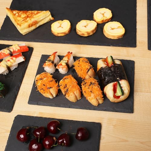 10 Pack 8.7 x 6 Inch Slate Cheese Boards, Slate Plates Black Charcuterie Boards - Natural Stone Serving Tray with Soapstone Chalks for Parties, Gifts, and Special Events. - size: 10 Pack 8.7 x 6 Inch