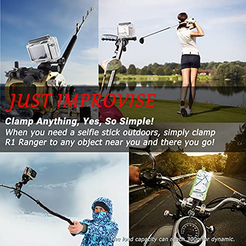 Adjustable Camera Clamp Mount with 360°Rotatable Mini Ball Head and 1/4" Screew Quick Release Tabletop C Clampod Bar Clamp for GoPro/Brinno/DSLR/MILC/SLR Camera and More Action Camera - style: R2