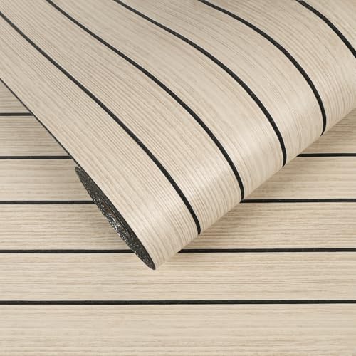 VEELIKE Coastal Oak Wood Slat Wall Panels Peel and Stick Wood Panels for Walls TV Backdrop 17''x118'' Self Adhesive Foam Vinyl Roll Soundproof 3D Wall Slat Panel for Bedroom Kitchen Island Camper RV - color: Ash Oak, size: 17''x118''