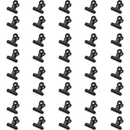 40 Pack Metal Clips 0.87 Inch Small Bull Binder Paper Clips for Picture Photo Crafts Food Bags Home Office Supplies(Black) - color: Black
