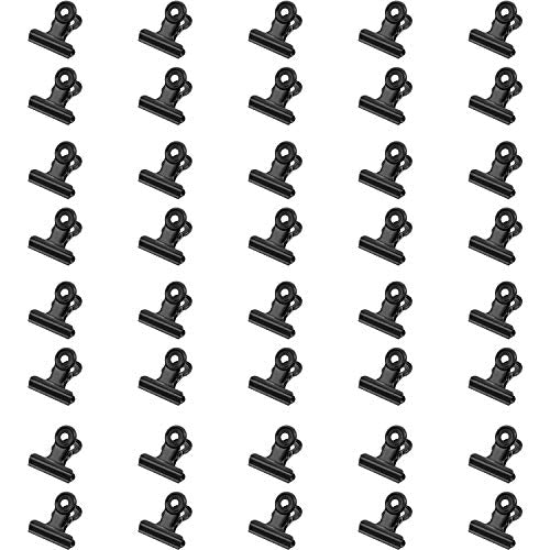 40 Pack Metal Clips 0.87 Inch Small Bull Binder Paper Clips for Picture Photo Crafts Food Bags Home Office Supplies(Black) - color: Black