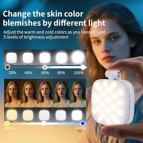 Magnetic Selfie Light for iPhone，Phone Light with a Mirror，Folding LED Phone Fill Ring Lighting，Rechargeable Portable Fill Light for Photography/Video Recording/Conference/Vlog/Makeup (Black)