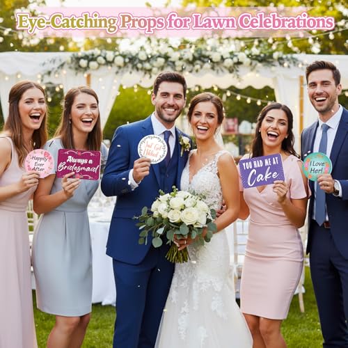 Beeveer 24 Design Wedding Arrow Photo Booth Props Selfie Props Kit with Double Sided Count PVC Photo Booth for Wedding Party Decorations Bridal Shower Engagement Supplies - style: Wedding