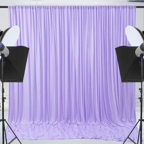 10x10ft Wrinkle Free Lavender Backdrop Curtain for Parties Soft Fabric Drapes Wedding Curtain Backdrop for Birthday Party Decorations Background for Photography 5x10ft,2 Panels - color: Lavender, size: W5' X H10'(2 Panels)