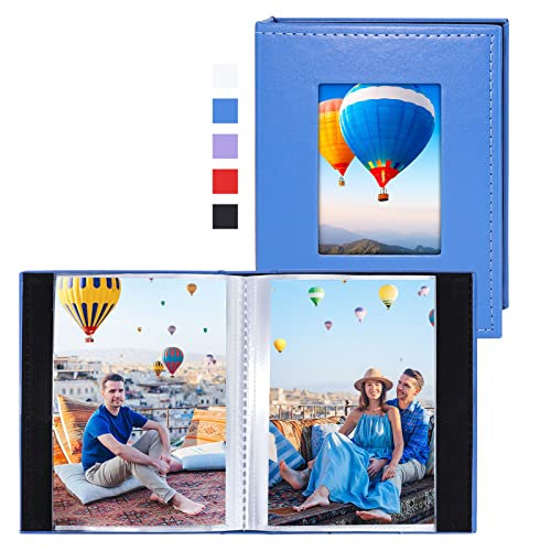 Vienrose Small Photo Album 4x6 Photos, 2 Pack Leather Cover Mini Photo Book, 26-Page Holds 52 Pictures, Artwork or Postcards Storage, Blue - color: Blue, size: 26 Pockets