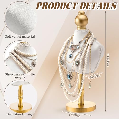 AceOrbit 2 Pcs Vintage Velvet Necklace Display Stand Mannequin Velvet Jewelry Necklace Holder Elegant Decor for Wedding Jewelry Selling Trade Shows(White,13.8 Inches) - color: White, size: 13.8 Inches