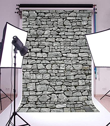 Yeele 6x8ft Gray Brick Wall Backdrop Vintage Grunge Photography Background Nostalgia Irregular Stone Texture Ancient Grey Uneven Cracked Rock Boy Kid Adult Artistic Portrait Photo Shoot Studio Props