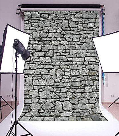 Yeele 6x8ft Gray Brick Wall Backdrop Vintage Grunge Photography Background Nostalgia Irregular Stone Texture Ancient Grey Uneven Cracked Rock Boy Kid Adult Artistic Portrait Photo Shoot Studio Props