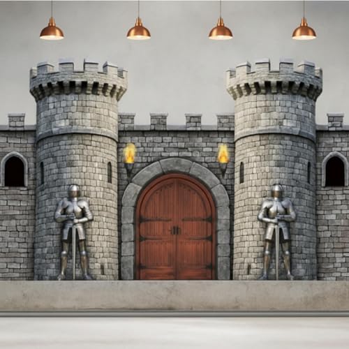 Panelee Medieval Party Decorations, Castle Backdrop Photo Prop, 10 x 6 ft Large Medieval Knight Birthday Party Decoration for Themed Birthday Supplies - style: Castle