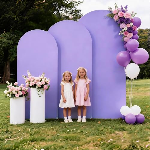 Lavender Arch Backdrop Cover Set of 3 Spandex Wedding Arch Covers for Bridal Shower Birthday Party Gender Reveal Events Backdrop Decorations (6/6.6/7.2ft) - color: Lavender, size: 6/6.6/7.2 FT