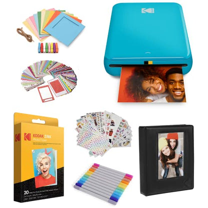 Kodak Step Instant Color Photo Printer with Bluetooth/NFC, ZINK Technology & Kodak App for iOS & Android (Blue) Starter Bundle - color: Blue, style: Starter Bundle