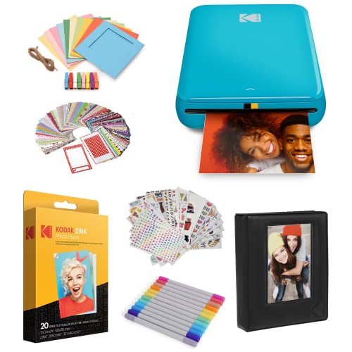Kodak Step Instant Color Photo Printer with Bluetooth/NFC, ZINK Technology & Kodak App for iOS & Android (Blue) Starter Bundle - color: Blue, style: Starter Bundle