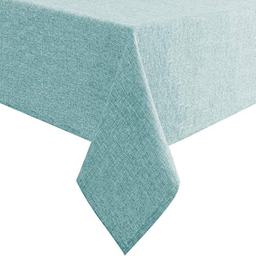 Hiasan Faux Linen Square Tablecloth - Wrinkle and Stain Resistant Washable Table Cloth for Kitchen Dining Room Holiday Table Cover for Party Dinner, Aqua, 30 x 30 Inch - color: Aqua, size: 30" x 30" (Square)