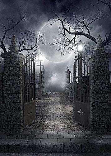 Halloween Theme Photography Background Spooky Halloween Dark Horror Moon and Dead Trees Party Decoration Photo Studio Props Backdrops Booth Vinyl 5x7 ft