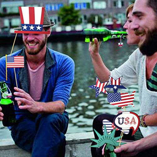 Patriotic Party Decorations Patriotic Photo Booth Props, American Flag,Uncle Sam Hat,Patriotic Cutouts for American Pride,Memorial Day,Veterans Day,Fourth 4th of July Decorations Supplies 30 Pcs