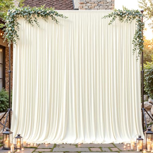 8ftx10ft Wrinkle Free Ivory Backdrop Curtain - 10 Feet Photography Backdrop Drapes, Silky Polyester Back Drop Cloth for Wedding Baby Shower Balloon Arch Background - color: Ivory, size: 8FTx10FT (W4'xH10', 2 Panels)
