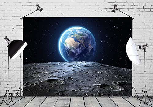 BELECO 12x8ft Fabric Outer Space Backdrop Universe Background Earth Moon Surface Furnished by NASA Planet Stars Photography Backdrop for Birthday Party Decoration Photoshoot Photo Background Props - size: 12x8FT