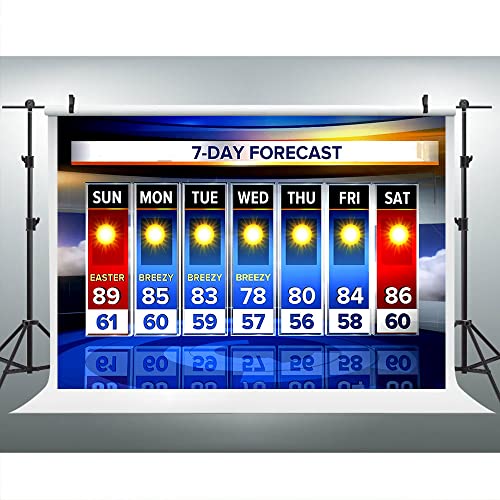 Weather Forecast Backdrop 9x6ft Seven-Day Broadcast Sunny Day Photo Background Business Study Portrait Studio Prop Wallpaper BJZSLU168 - size: vinyl-9x6ft