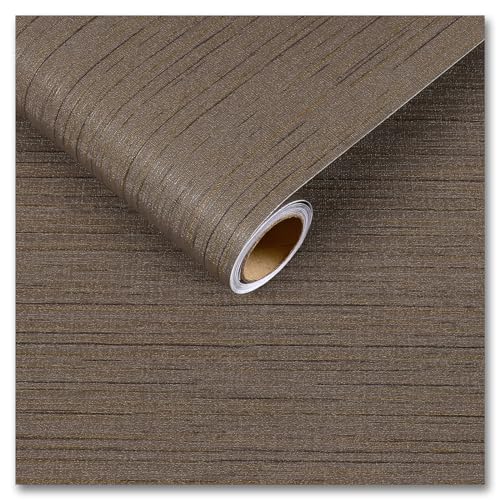 CRE8TIVE Dark Brown Grasscloth Peel and Stick Wallpaper Textured Grass Cloth Contact Paper for Cabinets Self Adhesive Removable Linen Fabric Contact Paper Brown Wallpaper for Bedroom Bathroom 12"x80" - color: Dark Brown, size: 12" x 80"