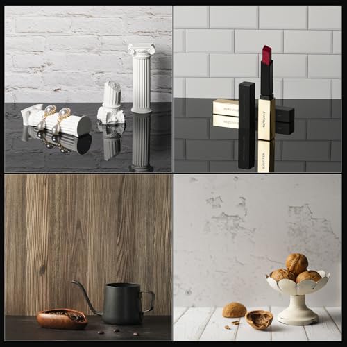Food Photography Backdrops with Gloss Black Acrylic, 10 Pcs 20 Patterns Photo Backdrop Board, Waterproof Tabletop Small Shooting Kit for Creator, Metlakat