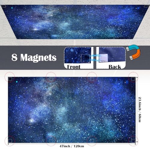 6 Pcs Fluorescent Light Covers for Ceiling Lights with 48 Magnets Decorative Magnetic Light Filters for Classroom Office Kitchen Decoration(Starry) - color: Starry