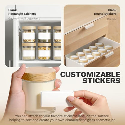 24Pcs 8 oz Clear Glass Candle Jars with Plastic Woodgrain Lids, Bumobum Body Butter Containers for Lotion, Creams, Body Scrubs, Ointments (240ml) - color: 8oz-24pack