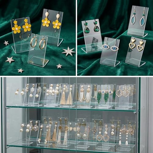 10 Pcs Acrylic Earring Display, L-Shape Earring Organizer, Single Earrings Stands for Dangling Jewelry, Jewelry Storage Rack for Retail, Display Props